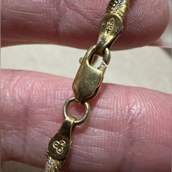 Italian 925 Sterling Silver & Gold-Tone Twisted Rope Chain – 18.5” - Picture 4 of 17